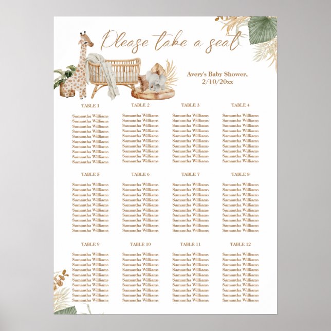 Affiche Baby shower boho moderne mixte (Devant)