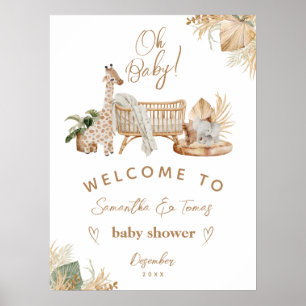 Affiche Baby shower boho moderne mixte