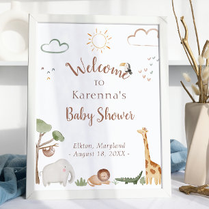 Affiche Baby shower Boho Safari Aquarelle Bienvenue