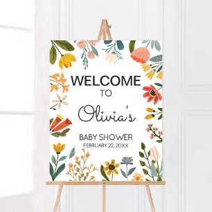 Affiche Baby shower Botanique Bright Fleur sauvage Bienven