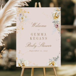 Affiche baby shower botanique lunique signe de bienvenue