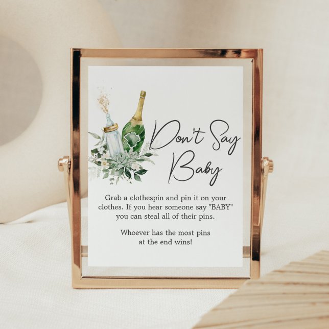 Affiche Baby shower Bouteilles de Poppin Ne pas dire bébé (Poppin' Baby Bottles Baby Shower Don't Say Baby Sign)