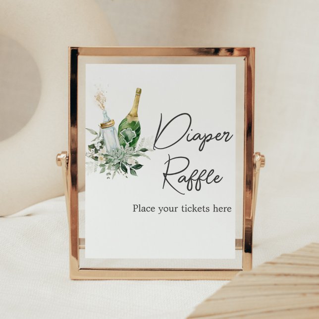 Affiche Baby shower Bouteilles de Poppin Raffle de couches (Poppin' Baby Bottles Baby Shower Diaper Raffle Sign)