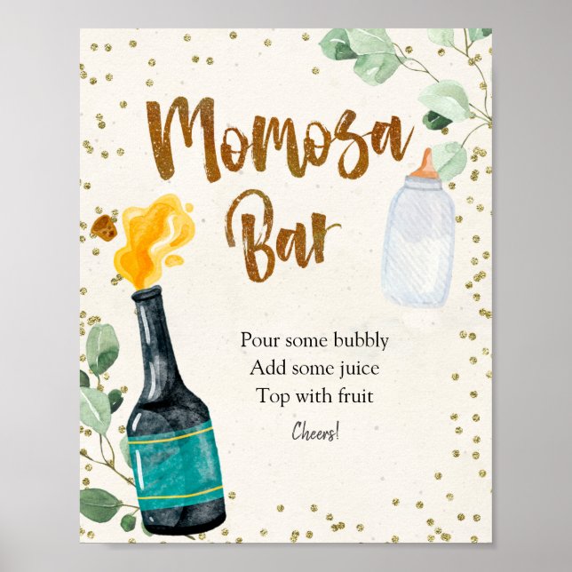 Affiche Baby shower Bouteilles Momosa Bar (Devant)