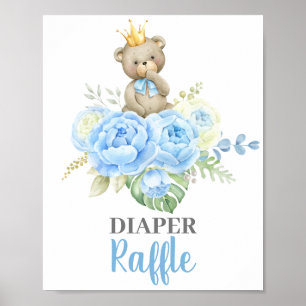 Affiche Baby shower Boy Bear Diaper Signal de raffe