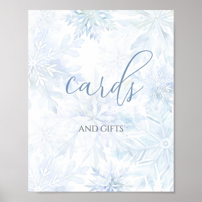 Affiche Baby Shower Boy Blue Snowflake Cards and Gifts  (Devant)