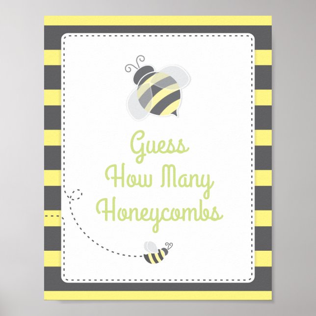 Affiche Baby shower Bumblebee Devinez Combien De Jeu Signa (Devant)
