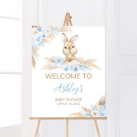 Baby shower Bunny Boho Bleu Bienvenue