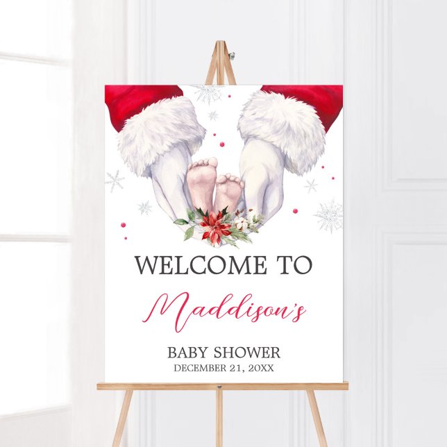Affiche Baby shower cadeau de Noël le plus grand (Santa Christmas Greatest Gift Baby Shower Welcome Sign)