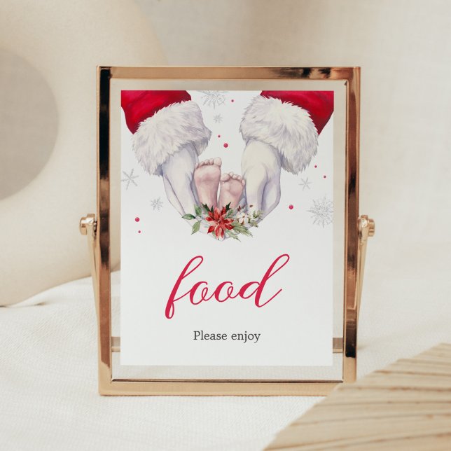 Affiche Baby shower cadeau de Noël le plus grand (Santa Christmas Greatest Gift Baby Shower Food Sign)
