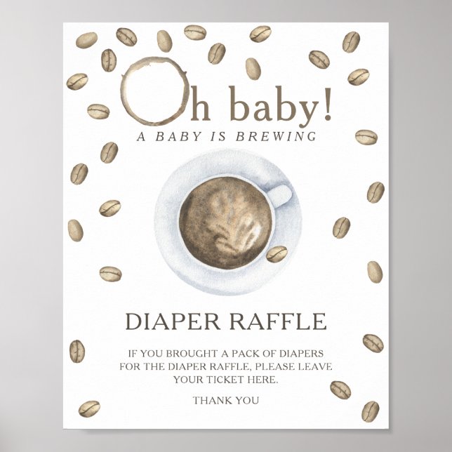 Affiche Baby shower café - bannière de tirage au sort de c (Devant)