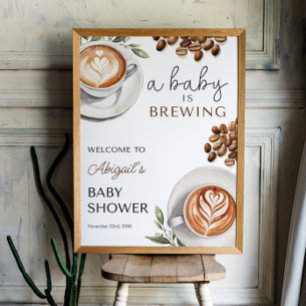 Affiche Baby shower café Bienvenue - bébé brasse 18x24