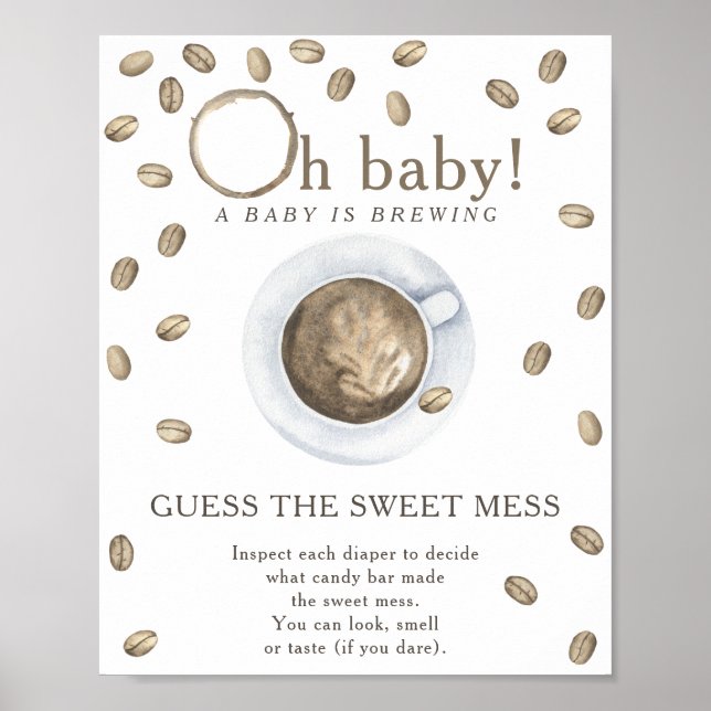 Affiche Baby-shower café Devine le doux désordre (Devant)