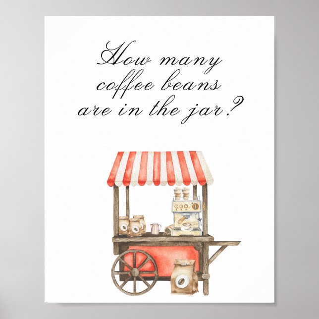Affiche Baby shower café - devinez combien de grains de ca (Devant)