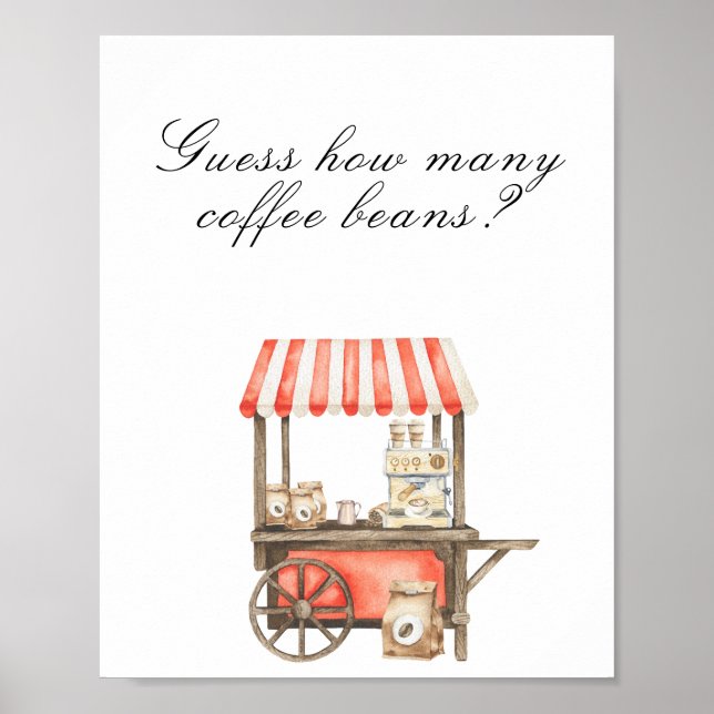 Affiche Baby shower café - devinez combien de grains de ca (Devant)