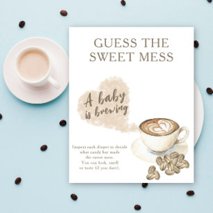 Affiche Baby shower café Devinez le doux désordre