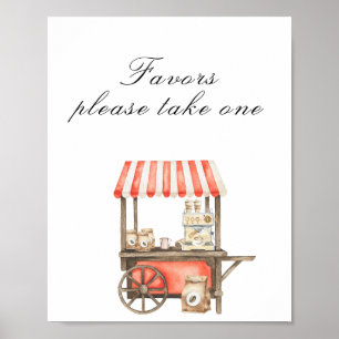 Affiche Baby shower café - faveurs, veuillez prendre un