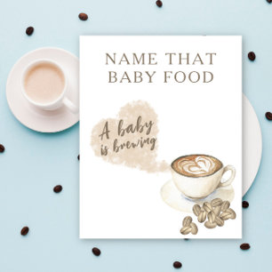 Affiche Baby shower café: jeu sur la nourriture pour bébé