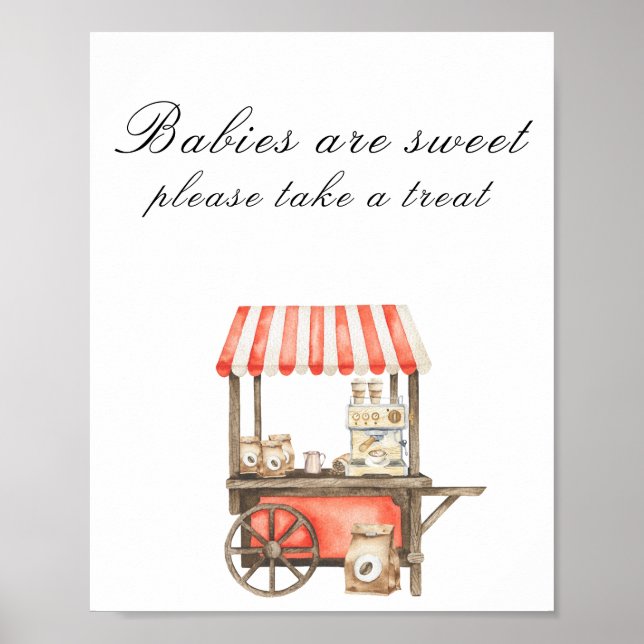 Affiche Baby shower café - Les bébés sont mignons (Devant)