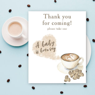 Affiche Baby shower café Merci d'être venu
