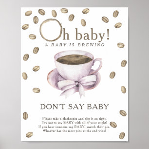 Affiche Baby shower café - N'affiche pas bébé