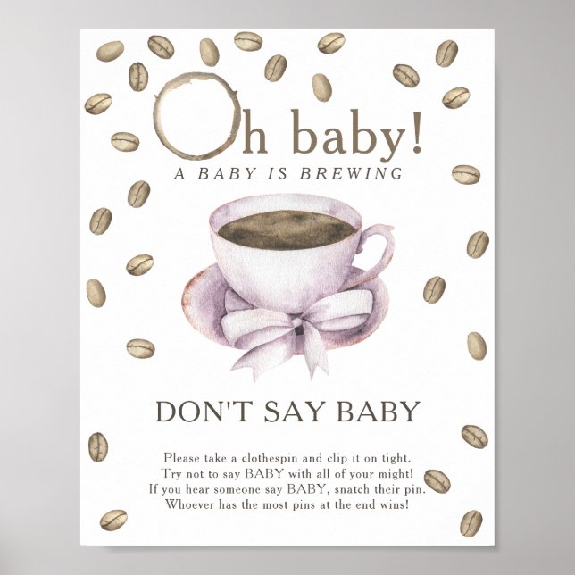 Affiche Baby shower café - N'affiche pas bébé (Devant)