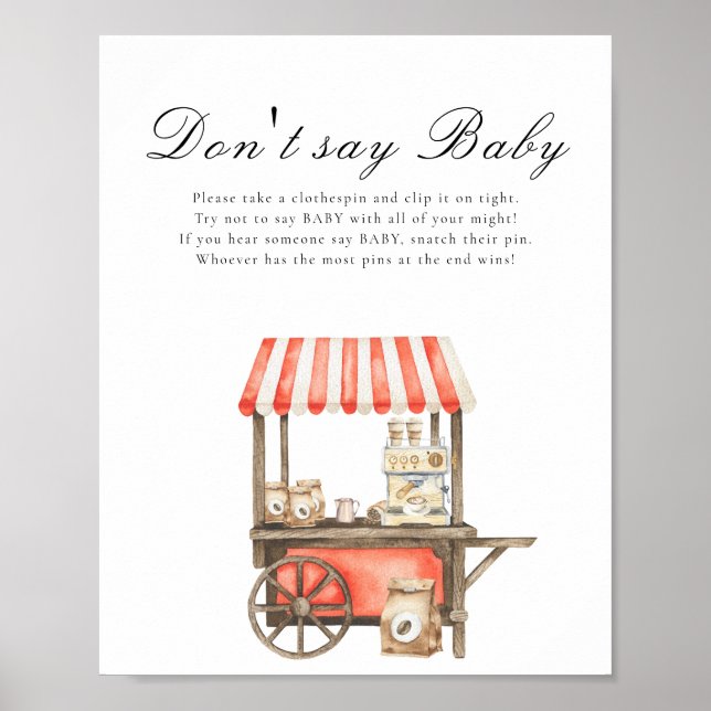Affiche Baby shower café - Ne dites pas bébé  (Devant)