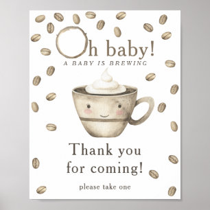Affiche Baby-shower café Remerciements pour votre venue