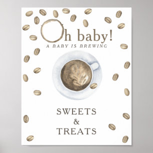 Affiche Baby shower café SWEETS AND TREATS