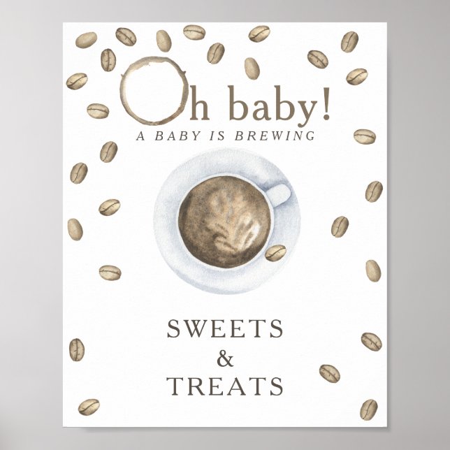 Affiche Baby shower café SWEETS AND TREATS (Devant)