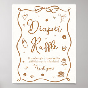 Affiche Baby Shower Café Tirage au sort des Couches