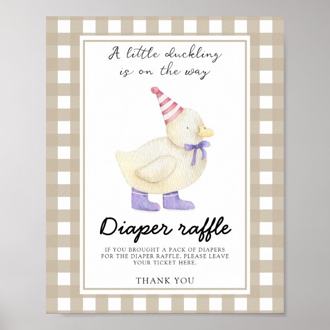 Affiche Baby shower canard - tombola de couches (Devant)