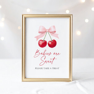 Affiche Baby shower cerise Bébés sont Sweet Dessert Signal