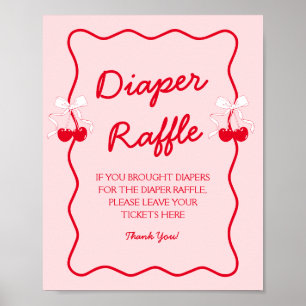 Affiche Baby Shower Cerise Tirage au Sort Couches