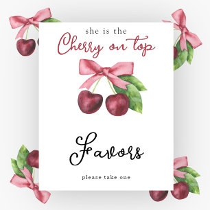 Affiche Baby shower cerises à l'aquarelle - Cadeaux