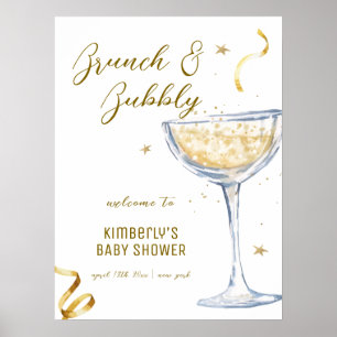 Affiche Baby shower Champagne de Brunch Elégant Or Bienven