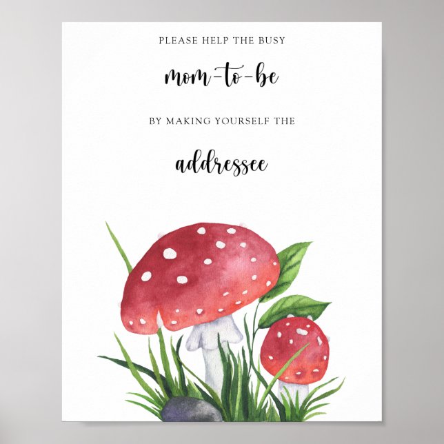 Affiche Baby shower champignons - Aider la future maman oc (Devant)