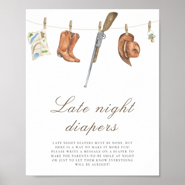 Affiche Baby shower chasseur - Jeu de couches tardives (Devant)