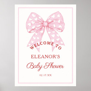 Affiche Baby shower Chérie Bow Rose Bienvenue