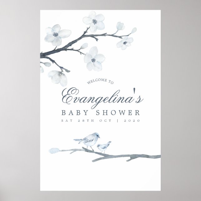 Affiche Baby shower Cherry Blossoms Bienvenue (Devant)