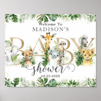 Baby shower chic de verdure Jungle Animaux Bienven
