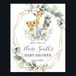 Affiche Baby shower chic de verdure Jungle Animaux Bienven<br><div class="desc">Personnalisez ce chic genre neutre animaux de la jungle vert bienvenue signe avec votre propre libellé facilement et rapidement. Cliquez simplement sur le bouton "Modifier en utilisant l'outil de conception" pour modifier le texte, le libellé, le style de police, la taille de police et la couleur de police. Vous pouvez...</div>