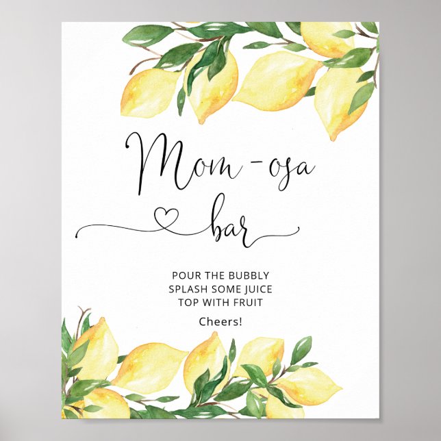 Affiche Baby shower citron - aquarelle - Panneau de la bar (Devant)