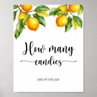 Affiche Baby shower citron jeu Combien de bonbons