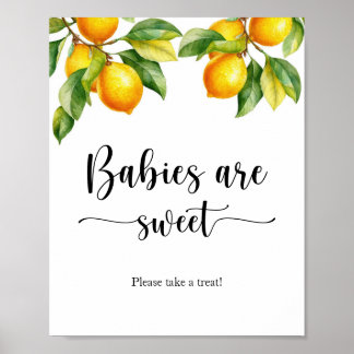 Affiche Baby shower citron Les bébés sont doux signe