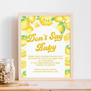 Affiche Baby shower citron ne pas dire jeu de bébé
