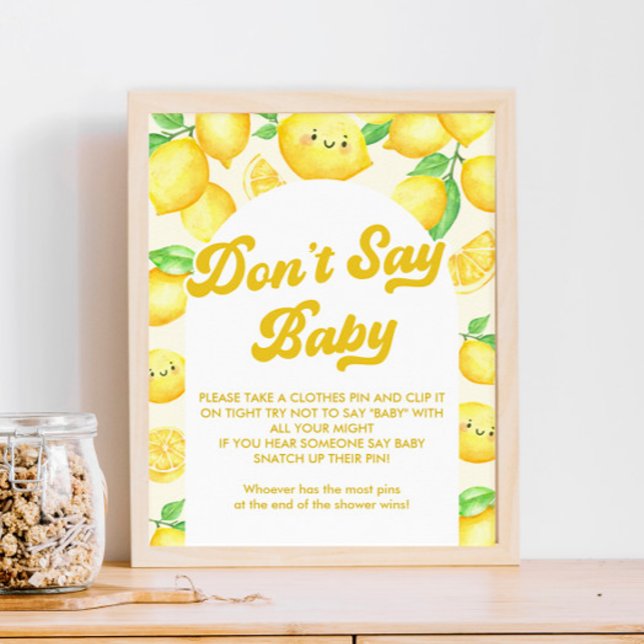Affiche Baby shower citron ne pas dire jeu de bébé (Créateur téléchargé)