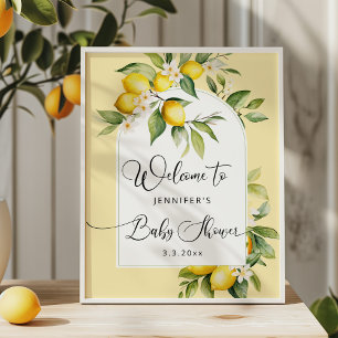 Affiche Baby shower citron vert bienvenue