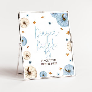 Affiche Baby shower Citrouille Bleu Chute Raffle