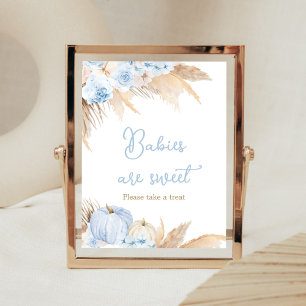 Affiche Baby shower Citrouille Boho bleu Les bébés sont do